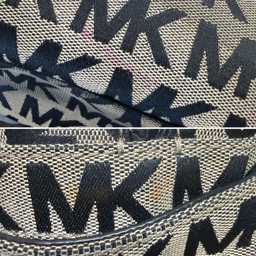 Michael Kors Abbey Medium Backpack Monogram Jacquard Beige Black Gold 35F7XAYB3J